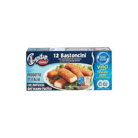 Bastoncini Capitan FINDUS con 100% filetti di merluzzo e croccante pangrattato 300gr conf. da 12 pezzi