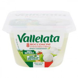 Bocconcini di Mozzarella fresca VALLELATA 200gr conf. da 8 pezzi