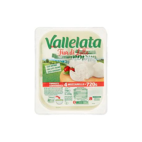 Mozzarella fresca VALLELATA 720gr conf. da 4 pezzi