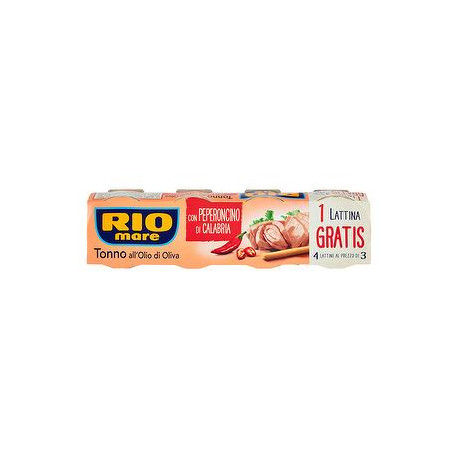 Tonno RIO MARE all'olio di oliva con peperoncino di Calabria conf. 80gr x 3 pezzi + 1 gratis