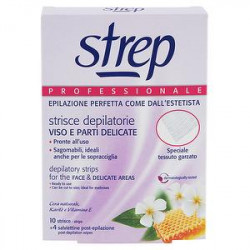 Strisce depilatorie Professionali STREP viso e parti delicate conf. da 10 strisce + 4 salviettine