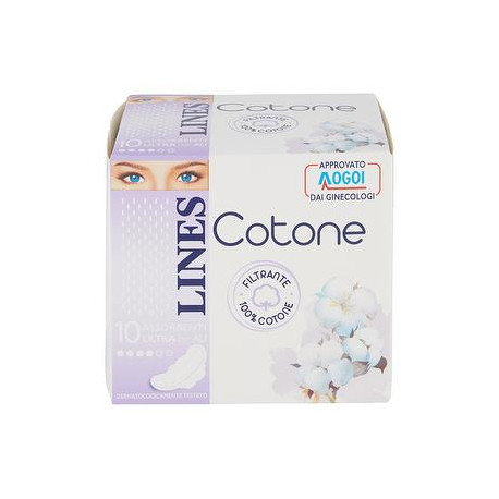 Assorbenti cotone LINES ultra con ali conf. da 10 pezzi