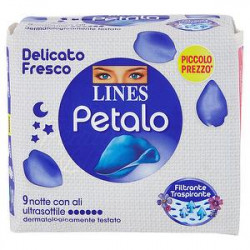 Assorbenti Petalo Blu LINES pacco singolo notte con ali conf. da 9 pezzi