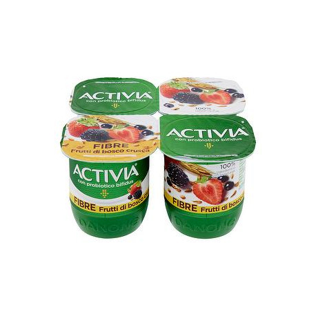 Yogurt Activia Fibre DANONE frutti di bosco e crusca conf. 125gr x 4 pezzi