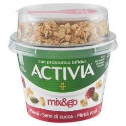 Yogurt Mix&Go Activia DANONE muesli semi di zucca mirtilli rossi 170gr