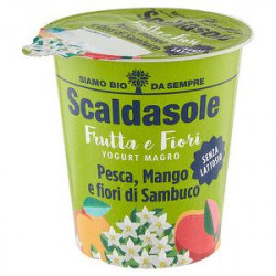 Yogurt magro Frutta e Fiori FATTORIA SCALDASOLE bio senza lattosio pesca mango e fiori di sambuco 130gr