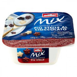 Yogurt bianco Mix MüLLER bianco più stelle al cioccolato 150gr