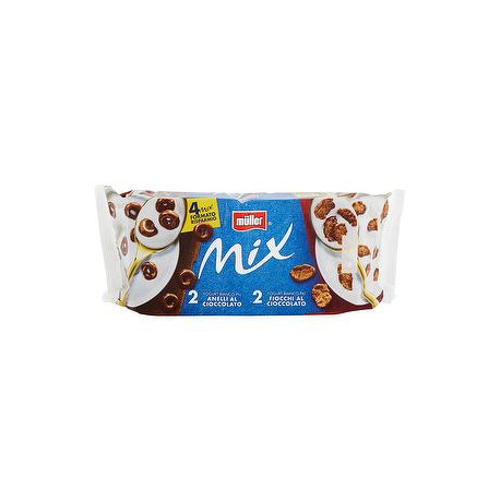 Crema di yogurt Mix MüLLER anelli al cioccolato e fiocchi al cioccolato conf. 150gr x 4 pezzi