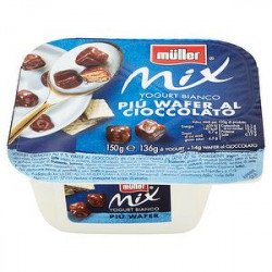 Yogurt bianco Mix MüLLER bianco più wafer al cioccolato 150gr