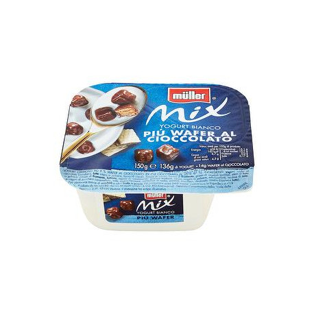 Yogurt bianco Mix MüLLER bianco più wafer al cioccolato 150gr