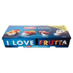 Yogurt frutta in pezzi MüLLER gusti assortiti(pesca/albicocca fragola ciliegia cocco) conf. 125gr x 8 pezzi