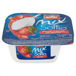 Mousse di yogurt Mix Soffio MüLLER bianco più fragole 120gr