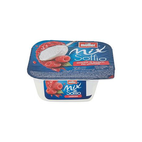 Mousse di yogurt Mix Soffio MüLLER bianco più lamponi 120gr