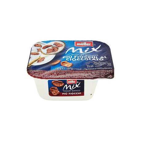 Yogurt bianco Mix MüLLER più fiocchi al cioccolato 150gr