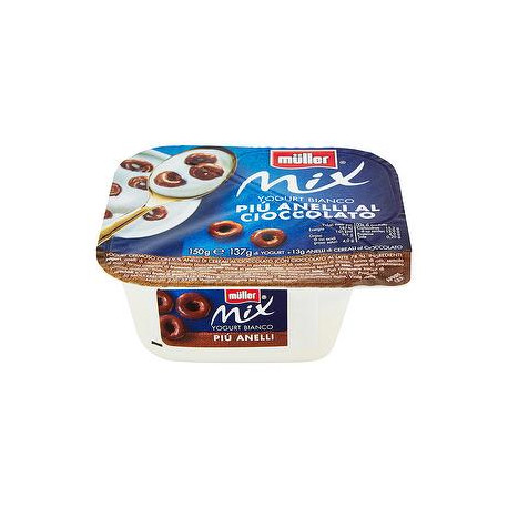 Yogurt bianco Mix MüLLER più anelli al cioccolato 150gr