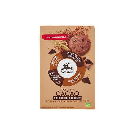 Frollini biologici ALCE NERO al cacao con gocce di cioccolato 300gr