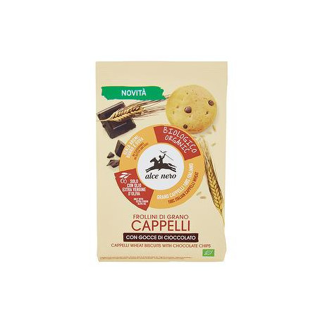 Frollino di grano cappelli Bio ALCE NERO con gocce di cioccolato 250gr