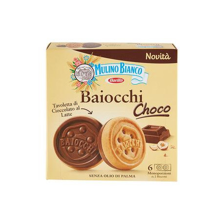 Baiocchi Choco Mulino Bianco BARILLA 6 monoporzione da 2 biscotti 144gr