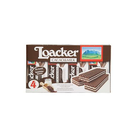 Wafers LOACKER cacao&milk 180gr conf. da 4 pezzi