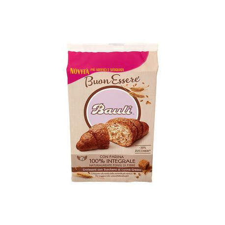 Croissant BuonEssere BAULI con farina 100% integrale e zucchero di canna grezzo 222gr conf. da 6 pezzi