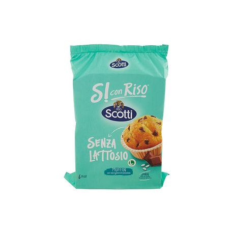 Muffin Sì con Riso Riso SCOTTI senza lattosio con gocce di cioccolato 252gr conf. da 6 pezzi