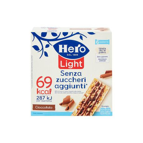 Barrette ai cereali Light HERO cioccolato 120gr conf. da 6 pezzi - Spesaldo  la spesa online su Roma e Lazio