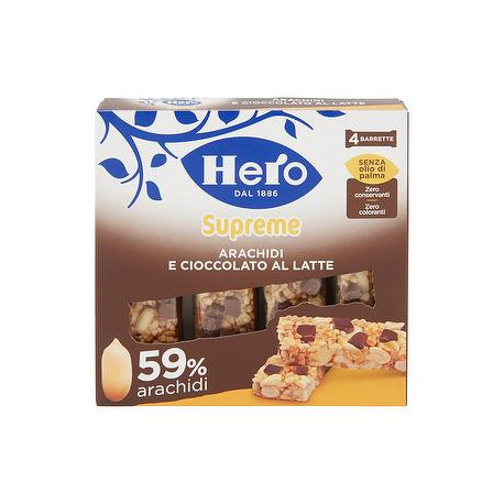 Barretta Supreme HERO arachidi e cioccolato al latte 96gr conf. da 4 barrette