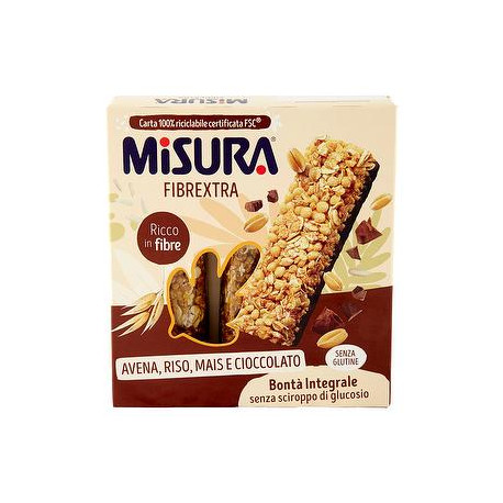 Barrette Fibrextra MISURA avena integrale riso e mais con cioccolato fondente 81gr conf. da 3 pezzi