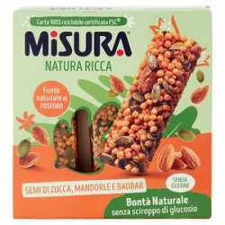 Barrette Natura Ricca MISURA semi di zucca mandorle intere e baobab 75gr conf. da 3 pezzi