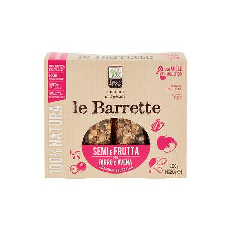 Le Barrette Semi e Frutta POGGIO DEL FARRO con farro e avena 100gr conf. da 4 pezzi