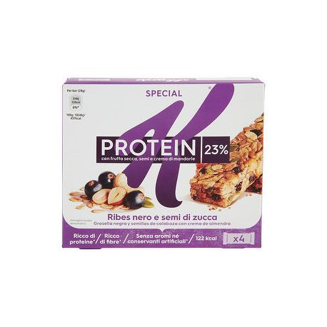 Barrette di cereali Protein Special K KELLOGG'S ribes nero e semi di zucca 112gr conf. da 4 pezzi