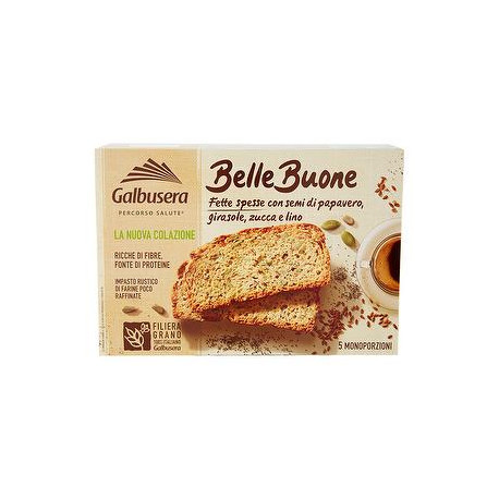 Fette spesse BelleBuone GALBUSERA semi di papavero girasole zucca e lino 200gr conf. da 5 monoporzioni